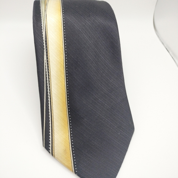 J. Blades Necktie Tie Silk Black and Gold Men's Handmade Black Gold Abstract - Picture 2 of 9